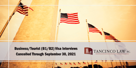The U.S. Embassy in the Philippine announced that it has canceled visa interview appointments for B1/B2 visa applicants through September 30, 2021.
